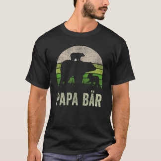 Mens Papa Bear 2 Jungs Vater Piece Vatertag Fade T-Shirt
