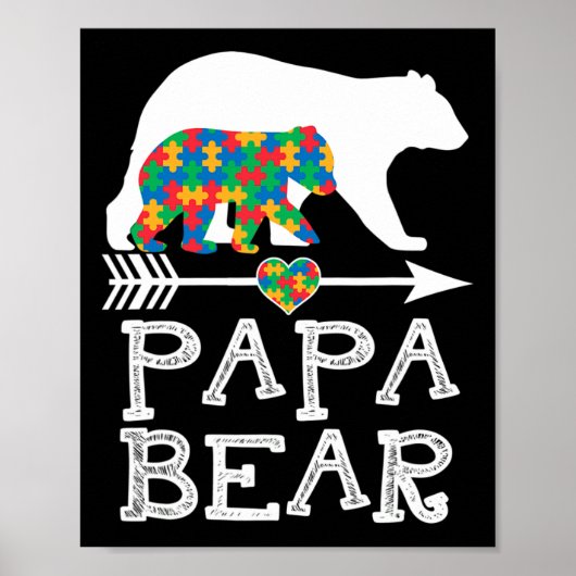 Mens Papa Bear Autismus Männer Vater Papa Autismus Poster (Vorne)