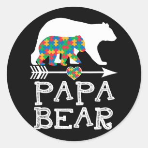 Mens Papa Bear Autismus Männer Vater Papa Autismus Runder Aufkleber