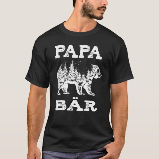 Mens Papa Bear Forest Design T-Shirt (Vorderseite)