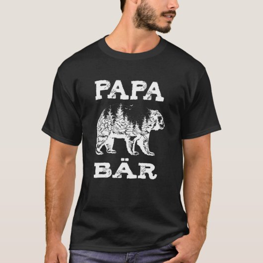 Mens Papa Bear Forest Design T-Shirt (Vorderseite)