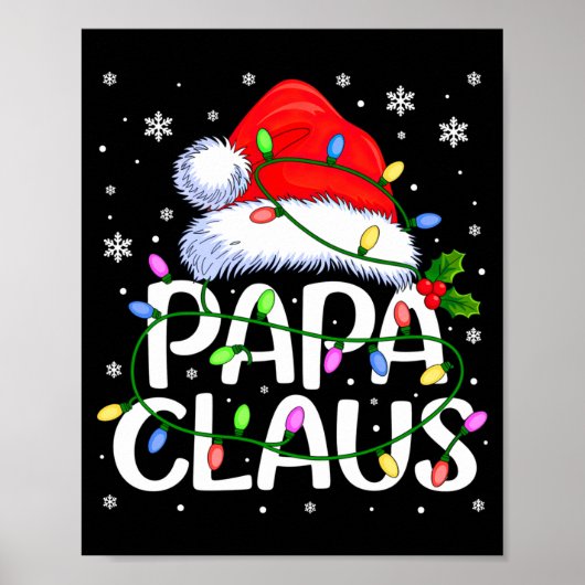 Mens Papa Claus Christmas Lights Long Sleeve  Poster (Vorne)