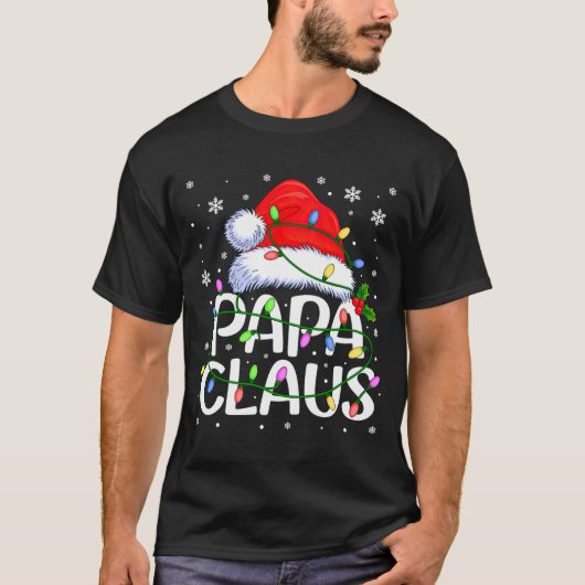 Mens Papa Claus Christmas Lights Long Sleeve  T-Shirt (Vorderseite)