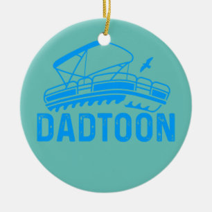 Mens Papa Day Pontooning Dadtoon Pontoon Keramik Ornament