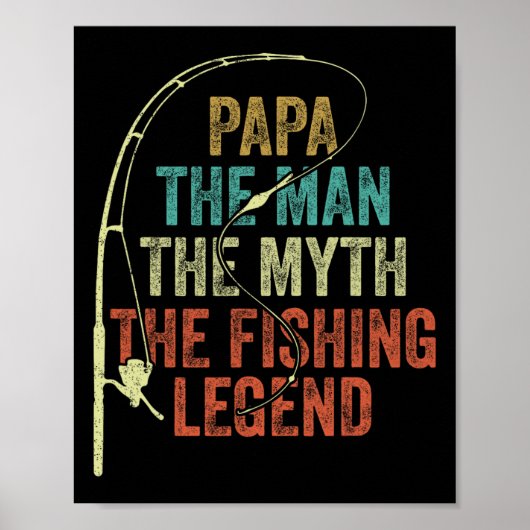 Mens Papa Der Mensch Der Mythos der Fischerei Lege Poster (Vorne)