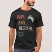 Mens Papa Level Unlocking 2023 Gamer Pregnancy Bal T-Shirt (Vorderseite)