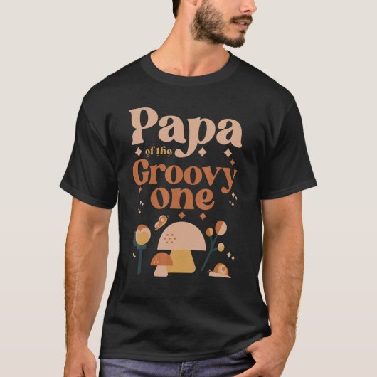 Mens Papa of the Groovy One Boho 1st Birthday Hipp T-Shirt (Vorderseite)