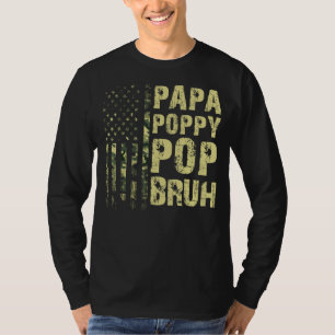 Mens Papa Poppy Pop Bruh Veteran Usa Flag Camoufla T-Shirt