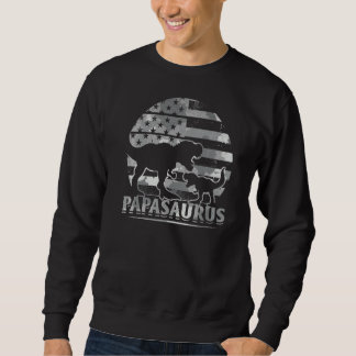 Mens Papa Saurus American Flag Papa Dinosaur Papa Sweatshirt