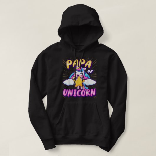 Mens Papa von Unicorn Niedlich Funny Star Rainbow Hoodie (Design vorne)