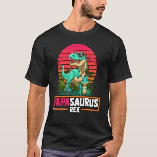 Mens Papasaurus Rex Dadasaurus Cool Pater Son Da D T-Shirt (Vorderseite)