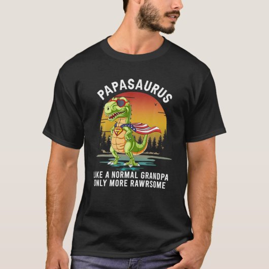 Mens Papasaurus wie ein normaler Großvater nur meh T-Shirt (Vorderseite)