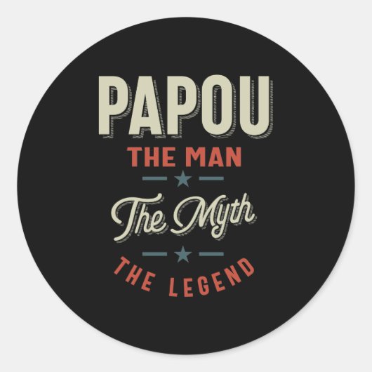 Mens Papou Shirt Geschenk: Der Mann, der Mythos, d Runder Aufkleber (Vorderseite)