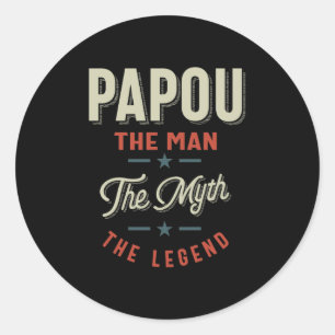 Mens Papou Shirt Geschenk: Der Mann, der Mythos, d Runder Aufkleber