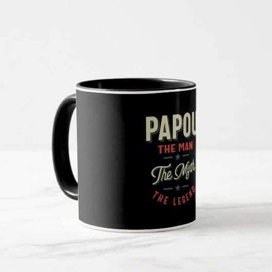 Mens Papou Shirt Geschenk: Der Mann, der Mythos, d Tasse (Vorderseite Links)