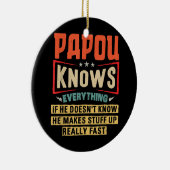 Mens Papou weiß alles Funny Opa Keramik Ornament (Rechts)