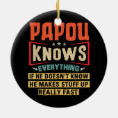 Mens Papou weiß alles Funny Opa Keramik Ornament (Hinten)