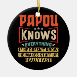 Mens Papou Weiß Alles Lustiger Opa Keramik Ornament
