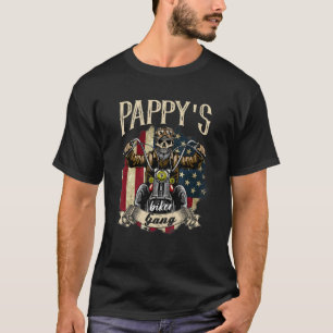 Mens Pappy Biker Gang Flag Pappy Rides Bike T-Shirt