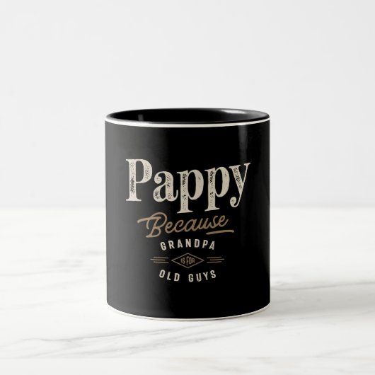 Mens Pappy, denn Opa ist für alte Typ lustig Zweifarbige Tasse (Mittel)