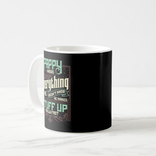 Mens Pappy weiß alles Funny Pappy Vathers Da Kaffeetasse (Vorderseite Links)