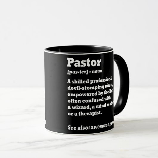 Mens Pastor Funny Definition Funny Pastor Noun Tasse (VorderseiteRechts)