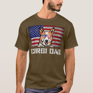 Mens Patriotic Corgi Vater American Flag 4. Juli T-Shirt