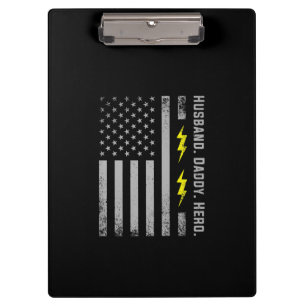 Mens Patriotic Electrical Vater American Flag Fars Klemmbrett