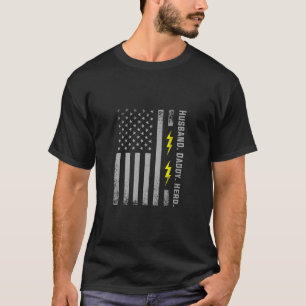 Mens Patriotic Electrical Vater American Flag Fars T-Shirt