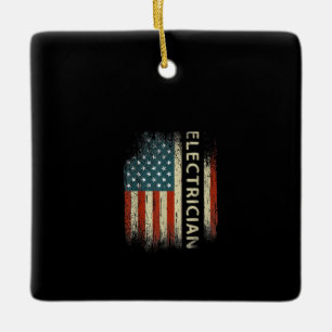 Mens Patriotic Electrician spendet amerikanische F Keramikornament