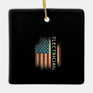 Mens Patriotic Electrician spendet amerikanische F Keramikornament