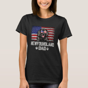 Mens Patriotic Neufundland Vater American Flag 4 T-Shirt