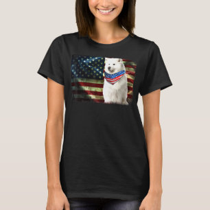 Mens Patriotic Samoyed American Flag Hunde Männer T-Shirt
