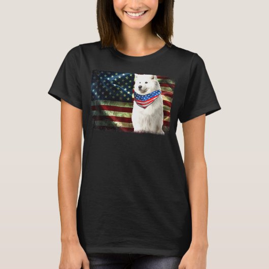 Mens Patriotic Samoyed American Flag Hunde Männer T-Shirt (Vorderseite)