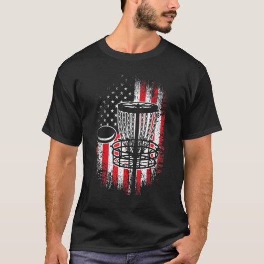 Mens Patriots Disc Golf American Flag USA Frisbee  T-Shirt (Vorderseite)