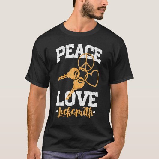 Mens Peace Liebe Locksmith Lock Picking Locksmithi T-Shirt (Vorderseite)