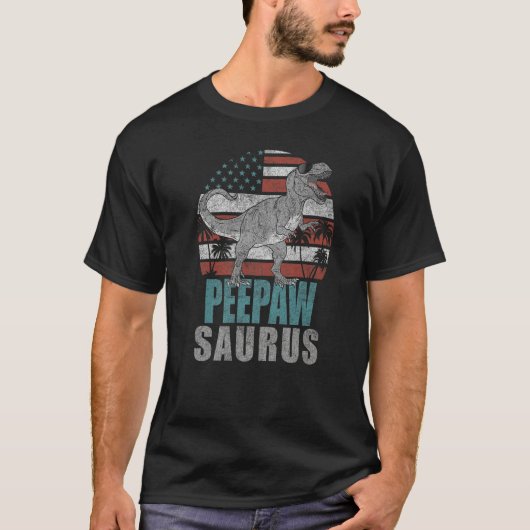 Mens Peepawsaurus Rex Dinosaur Grandpa Saurus Amer T-Shirt (Vorderseite)