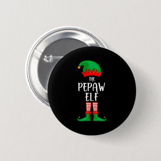 Mens Pepaw Elf Christmas Party Matching Family Gro Button (Vorne & Hinten)