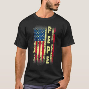 Mens Pepe Vathers Day US American Flag Vintag T-Shirt