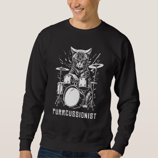Men's Percussion Drummer Drumming Drums cat item Sweatshirt (Vorderseite)