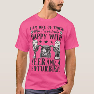 Mens perfekt glücklich mit Bier- und Motorradmotor T-Shirt