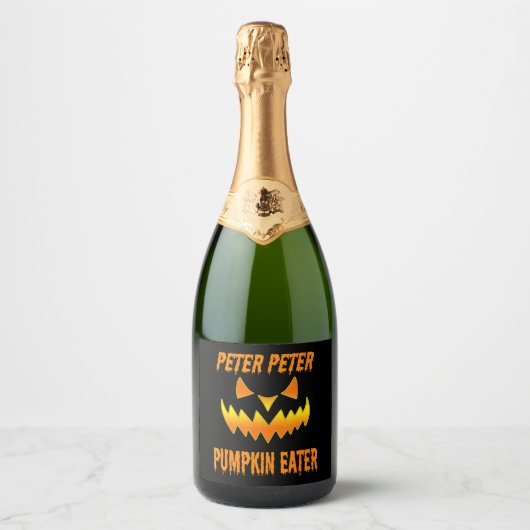 Mens Peter Pumpkin Eater Halloween Paare Schaumweinetikett (Vorderseite)