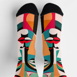MENS PICASSO STIL PORTRAIT FARBFARBIG GEOMETRIC SOCKEN