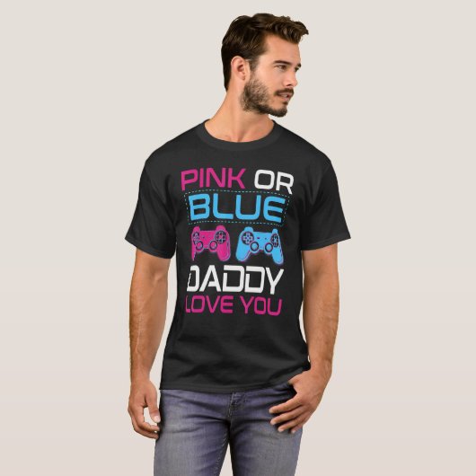 Mens Pink oder Blue Gender Reveal Video Game Daddy T-Shirt (Vorne ganz)