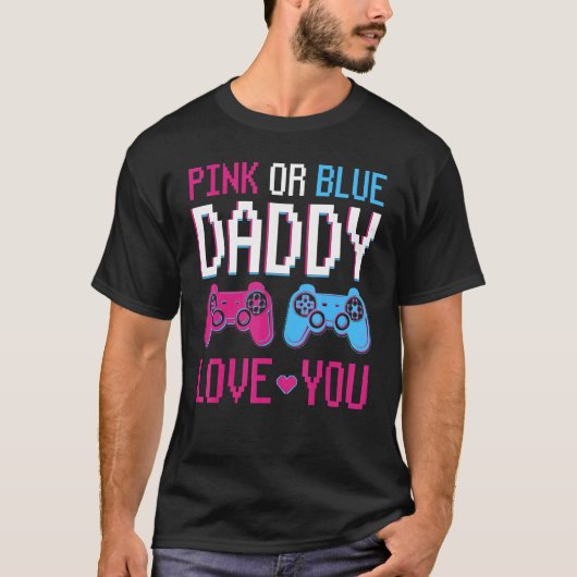 Mens Pink oder Blue Gender Reveal Video Game Daddy T-Shirt (Vorderseite)