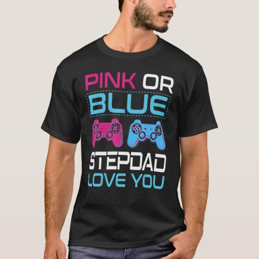 Mens Pink oder Blue Gender Reveal Video Game Stepd T-Shirt (Vorderseite)