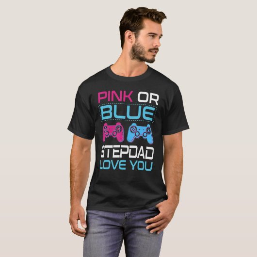 Mens Pink oder Blue Gender Reveal Video Game Stepd T-Shirt (Vorne ganz)