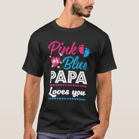 Mens Pink oder Blue Papa Lieben Sie Geschlecht Bab T-Shirt (Vorderseite)