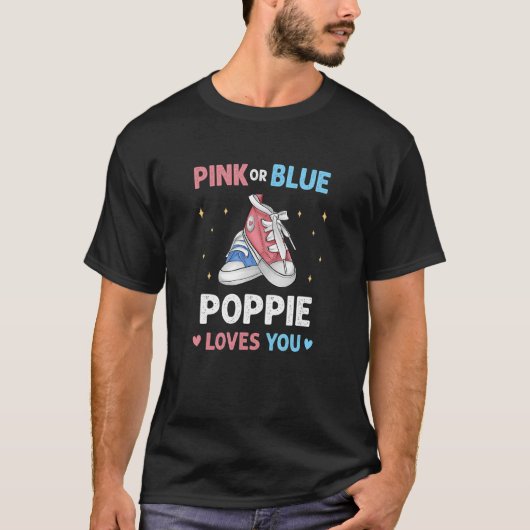 Mens Pink oder Blue Poppie Lieben Sie Grandpa Baby T-Shirt (Vorderseite)