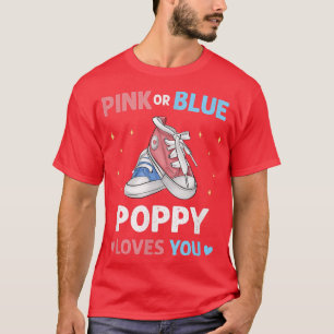 Mens Pink or Blue Poppy Loves You Cute Grandpa Bab T-Shirt